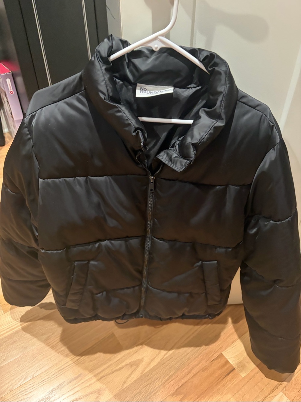 No Boundaries Kids Black Puffer Coat with Zip Front